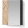 Livinity Mobiletto a specchio Ronco, Antracite/Rovere dorato, 60 x 75 cm