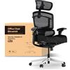 FLEXISPOT ErgoX Pro Sedia da Ufficio Ergonomica con Altezza Regolabile a 12 Livelli, Braccioli 7D, Supporto Lombare 5D, Poggiatesta 4D, Portata 250 kg e Seduta in Spugna ad Alta Densità - Nero