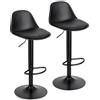 Baroni Home Set 2 Sgabelli Girevoli con Schienale e Cuscino, Altezza Regolabile e Poggiapiedi, Fondo Antigraffio, Ideale per Sala da Pranzo, Ristorante, Nero, 40x40x80-104 cm