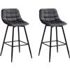 WOLTU Sgabelli da Bar Set 2, con Schienale, in Velluto Grigio Scuro | Sgabello Cucina, Stile Industriale, Sedia Alta per bar, Sala da pranzo, Gambe in Metallo