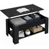 Baroni Home Tavolino da Caffè con Piano Sollevabile, Contenitore Interno, Tavolino Nero da Salotto Moderno con Ripiano, Tavolo Salvaspazio per Soggiorno, 100x40x41,5 cm
