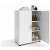 Baroni Home Mobile Bagno a 2 Ante con 3 Scomparti Interni, Armadietto Salvaspazio in MDF con Maniglie e Piedi in Acciaio, Mobile Multiuso per Bagno e Lavanderia, 30x60x82 cm (Bianco)