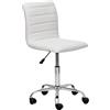 Baroni Home Sedia da Ufficio in Ecopelle senza Braccioli con Rotelle, Seduta da Scrivania Girevole con Ruote in Acciaio per Studio e Lavoro, 85x47x40 cm, Bianco