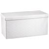 Baroni Home Cassapanca Pieghevole, Contenitore Portaoggetti, Pouf Poggiapiedi 76x38x38 cm, Ecopelle, Bianco