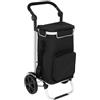 5 five simply smart 5Five - Carrello per la spesa da 40 litri con borsa termica rimovibile - 2 ruote robuste, maniglie regolabili, tasche multiple - Nero