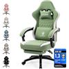 Dowinx Sedia Gaming con cuscinetto in gel e borse di Stoccaggio, Ampio Sedile Piatto Poltrona Gaming, Sedie Gaming Ergonomica con supporto lombare Sedia Game, verde