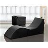 Talamo Italia Pouf Clever, Tasformabile in Chaise Longue, Ecopelle, Nero, 50 x 70 x 50 cm, Singolo