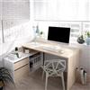 Dmora - Scrivania Gardena, Scrittoio multiposizione da ufficio o cameretta, Tavolo da studio angolare multiuso, 139x92h75 cm, Bianco e Rovere