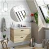 Dmora - Mobile sottolavabo Denison, Mobiletto da bagno, Contenitore porta lavabo, Armadio per lavandino, 70x45 h50 cm, Rovere
