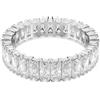 Swarovski Anello a matrice, taglio baguette, bianco, finitura argento