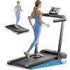 Toputure Tapis Roulant Elettrico Pieghevole 1-16km/h, Tapis Roulant con 12% Pendenza, Salvaspazio per Casa e Ufficio, Doppio Display LED, Cardiofrequenzimetro, 12 Programmi, APP e Telecomando (Grigio)