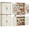 VASAGLE Credenza Cucina, 40 x 80 x 178,6 cm, Mobile Dispensa Cucina con Scomparto, Mobiletto Cucina con Cassetto, Ripiani Regolabili, 6 Ripiani su Ante, Soggiorno, Bianco Vintage BBK364W02
