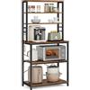 VASAGLE Scaffale Cucina, Mobile Cucina, Scaffale per Microonde, 6 Ripiani, 6 Ganci, Struttura in Acciaio, Stile Industriale, 40 x 80 x 167 cm, Marrone Vintage e Nero Inchiostro KKS019B01
