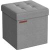 SONGMICS Pouf Contenitore da 38 cm, Cassapanca Pieghevole, Panca Contenitore, Poggiapiedi, per Camera da Letto Ingresso Soggiorno, Grigio Cenere LSF027G12