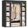 SONGMICS Guardaroba in Tessuto, Armadio Portatile per Camera da Letto, Appendiabiti con Copertura in Tessuto, Portabiti, 45 x 150 x 175 cm, 12 Scomparti, Struttura in Metallo, Nero LSF03H
