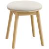 SONGMICS HOME BOHOVEN Collezione - Sgabello per Toeletta e Trucco, Gambe in Legno, Poggiapiedi Rotondo, Cuscinetti Antiscivolo, per Camera da Letto, Bianco Crema e Beige Rovere