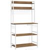 VASAGLE Scaffale Cucina con Multipresa, Scaffale per Microonde, Mobile Cucina, con Pannello a Rete Metallica, 14 Ganci, 40 x 80 x 170 cm, Noce Medio e Bianco KKS025W41EU