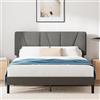 Zinus Maya Struttura Letto 160x190 cm con Testiera - Altezza 30 cm - Letto Matrimoniale Imbottito con Rete a Doghe in Legno - Facile da Montare - Grigio Scuro