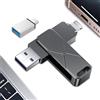 Tenggya Chiavetta Usb 256GB,Mfi Certified Lightning Memoria Esterna Pen Drive Penna Usb Chiavette 3 In 1 per iPhone,iPad,iOS,Macbook,Android,Pc Nero