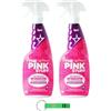 Beni Culinari The Pink Stuff - Detergente per vetri per aceto di rosa, rimuove grasso e sporco da finestre, specchi e altre superfici in vetro, 750 ml + portachiavi Beni Culinari