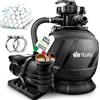 tillvex Pompa Filtro Piscina Portata 10m³/h + 800g Filtro Balls | 7 funzioni | Filtro Piscina con indicatore Pressione | Impianto filtrazione Sabbia per Piscine e vasche (AquaBlack PRO con Timer)