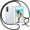 ISOI Cover con Cordino per Samsung Galaxy A57 5G, Custodia Trasparente con Collana Tracolla Laccio Collo Ultra Sottile Morbido TPU Silicone Antiurto AntiGraffio Case, Nero