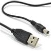 kenable Cavo di Alimentazione USB a DC - USB 2.0 Maschio a Connettore Barrel 2.1mm x 5.5mm 5V 2A per Dispositivi a Basso Consumo - 1m Nero