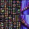 atydkug Tatuaggi luminosi al buio, 192 pezzi, accessori luminosi per feste al neon, per adulti, adolescenti, regali e decorazioni, 32 fogli