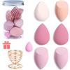 Leeshine Set di 7 spugnette per il trucco, morbide spugnette per sfumare fondotinta, crema e polvere (rosa+custodia rigida) (Rosa+Matel Holder-Can imballaggio)