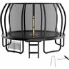 Zelsius Trampolino nero per attività all'aperto, trampolino da giardino con rete di sicurezza, scala e sacchetto per scarpe, trampolino per sport e tempo libero (366 cm)