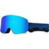 Folpus Skiing Goggles Occhiali da Protezione Solare Antinebbia Lente Unica Struttura Doppia Materiale TPU PC Design Ergonomico Adatti a Donna Uomo, Nero E Blu