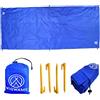 Ponch SUP - Tappetino da atterraggio per tavole da paddle, colore blu oceano, con forchette e tasche angolari, 360 x 145 cm, ad asciugatura rapida, in nylon 210T