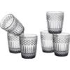 Baroni Home Set 6 pz di Bicchieri in Vetro Decorati con Rifiniture in Rilievo da 30 CL, Lavabili in Lavastoviglie, 8x8x10 cm, Fumé