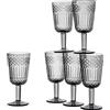 Baroni Home Set 6 pz Calici in Vetro Decorati con Rifiniture in Rilievo da 25 CL, Lavabili in Lavastoviglie, 8x8x18, (Fumé)