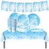 YINcrinx 62PCS Set di stoviglie per la festa di Frozen, decorazione con bandiera a coda di pesce, stoviglie per la festa di compleanno con fiocchi di neve per la festa di compleanno dei bambini