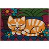Baroni Home Zerbino da Esterno in Cocco Dipinto a mano con Base in PVC, Tappeto da Esterno Ultraresistente e Facile da Pulire, Gatto Arancione, 60x40 cm
