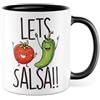 Pagma Druck Tazza da ballo regalo Let's salsa!!, tazza da caffè salsa spagna pomodoro salsa gioco di parole umorismo divertente, idea regalo ufficio lavoro caffè ufficio tazza collega fidanzata tazza caffè