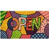 Baroni Home Zerbino da Esterno Ingresso Casa in Cocco Dipinto a Mano in Stile Siciliano 70x40 cm Facile da Pulire e Super Resistente, OPEN