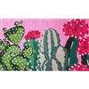 Baroni Home Zerbino Ingresso Casa in Cocco Dipinto a Mano 70x40 cm, Tappeto da Esterno con Fondo Antiscivolo, Zerbino Facile da Pulire e Super Resistente, Cactus Fondo Rosa
