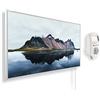 KÖNIGHAUS Riscaldatore a infrarossi Könighaus - 450 Watt + termostato smart e APP Könighaus - una stufetta elettrica a basso consumo - Cornice bianca (03. Montagna e lago)