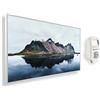 KÖNIGHAUS Riscaldatore a infrarossi Könighaus - 1200 Watt + termostato smart e APP Könighaus - una stufetta elettrica a basso consumo - Cornice bianca (03. Montagna e lago)