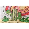 Baroni Home Zerbino Ingresso Casa in Cocco Dipinto a Mano 70x40 cm, Tappeto da Esterno con Fondo Antiscivolo, Zerbino Facile da Pulire e Super Resistente, Cactus Sole Astratto