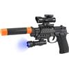 Generic Pistola Giocattolo per Bambini Pistola Giocattolo Luci e Suoni Pistola Gioco Bambini con Luce Suono Mirino Silenziatore Smontabile Pistola Polizia Squadra Speciale Pistola Effetti Luminosi Sonori (b)