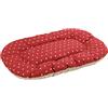 Baroni Home Cuscino Ovale per Cani e Gatti Tessuto Taglia, Imbottito con Morbido Foam, Utilizzabile su Entrambi i Lati (57x90x8 cm, Beige e Rosso Cuori)