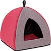 Baroni Home Lettino Cuccia Cane Gatto a Piramide Grigio e Bordeaux, Cuscino imbottito, lavabile 40x40x36 cm