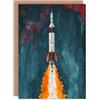 Artery8 Greeting Card Space Apollo 11 Saturn V Rocket Launch Painting for Child Kids Birthday Card