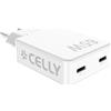 Celly Caricatore USB-C Ultra Slim 65W, con Tecnologia GaN, Ricarica Rapida e Efficiente, Protezioni contro Sovraccarico, Sovratensione e Surriscaldamento