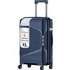 4FLY Valigetta rigida leggera da viaggio e set di valigie: trolley con serratura TSA, ruote doppie, manico telescopico in alluminio e doppia cerniera, beauty case, bagaglio a mano e bagaglio da lavoro