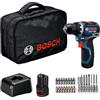 Bosch Professional 12V System Trapano-avvitatore a batteria GSR 12V-32 (Advanced KickBack Control, motore brushless, incl. 2.0 Ah, GAL 12V-20, acc., inserto P&C, borsa portautensili)