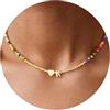 TINGN Collana di perle colorate per donne e ragazze, realizzata a mano, con ciondolo a forma di cuore, collana per bambini, regalo di compleanno per donne, adolescenti, ragazze, gioielli per bambini